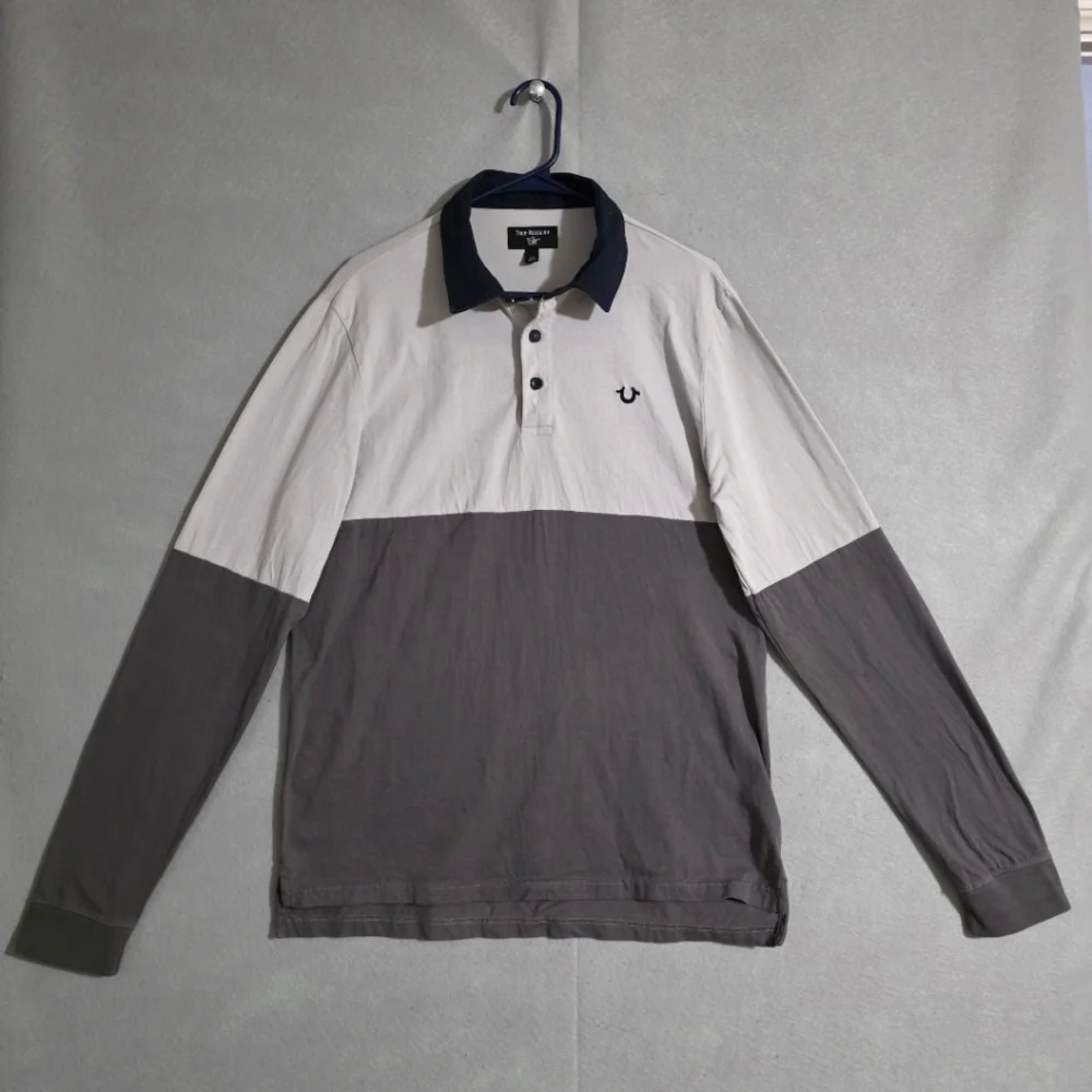 True Religion Mens Color Block Rugby Shirt 100% Cotton 104933 Size Large